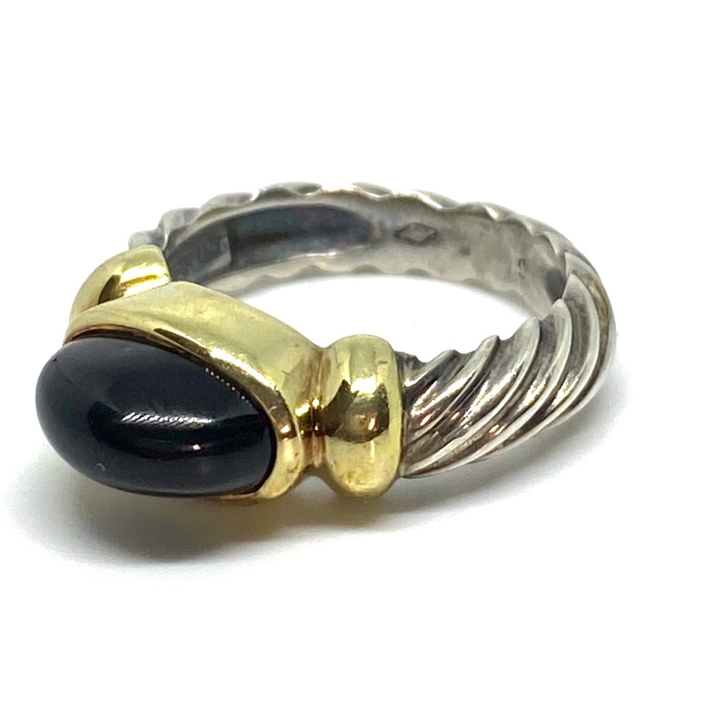 SOLD David Yurman Onyx Sterling & 14K Cable Ring